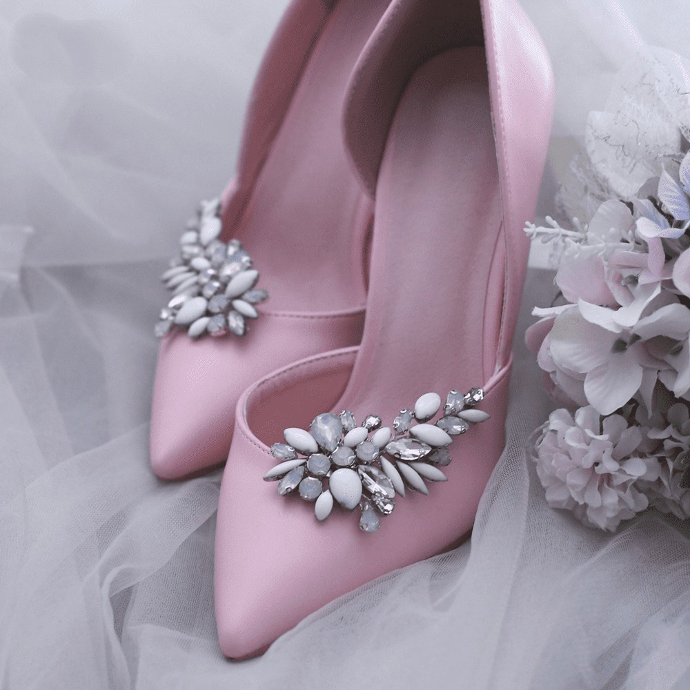Blush Pink Shoe clips, Bridal shoe clips, Premium European Crystal Shoe  embellishments jewelry, Rhinestone party shoe clip on appliques