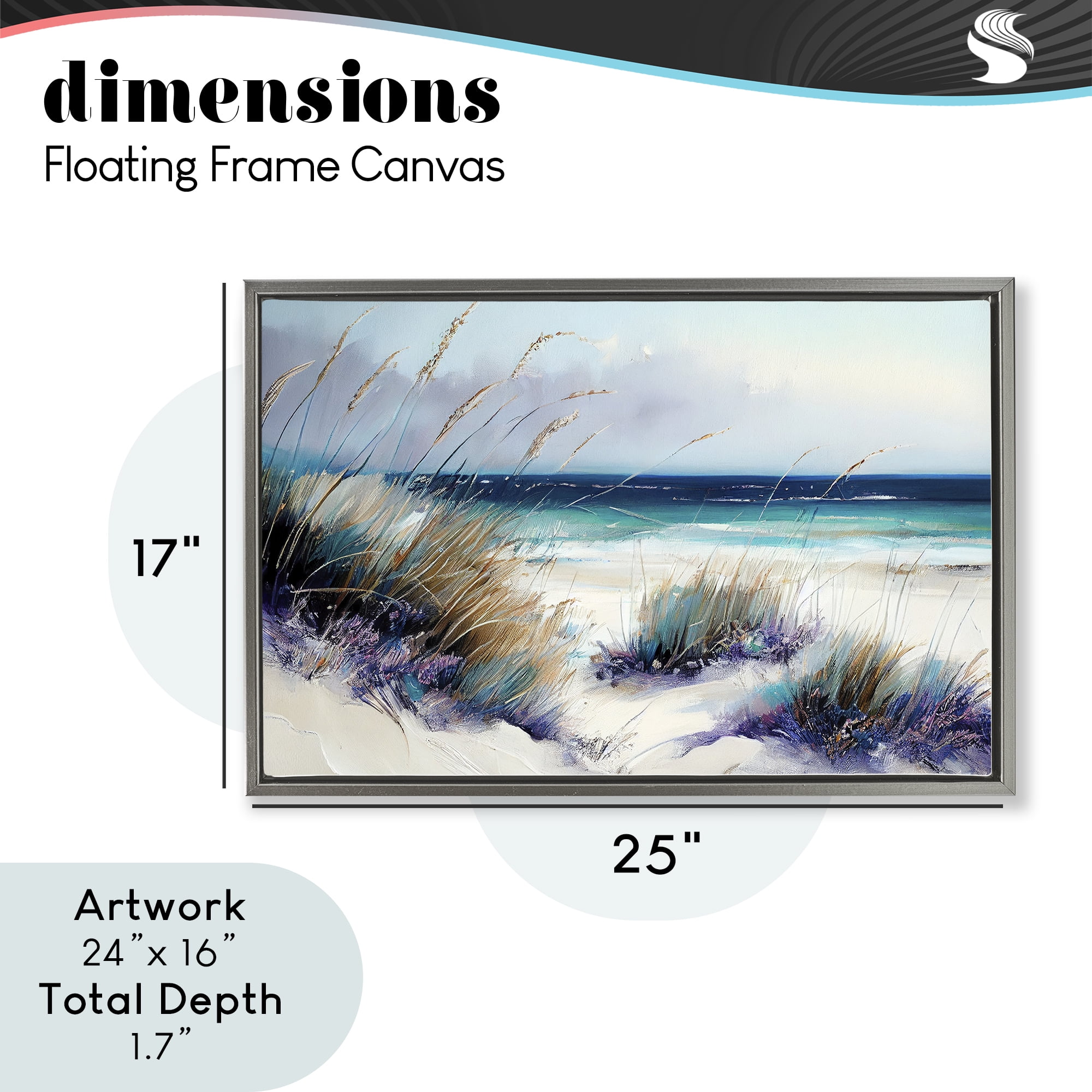 Euphoria Beach Dunes Gray Framed Floater Canvas Wall Art, design by Sasha