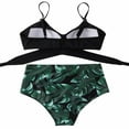 thumbnail image 6 of Women's Sexy Bikini Swimsuits, Women's High Waisted Bandage Bikini Set Wrap 2 Piece Push Up Swimsuits, Front Corss and Back Tie Knot (Black,Green Leaf,X-Large), 6 of 11