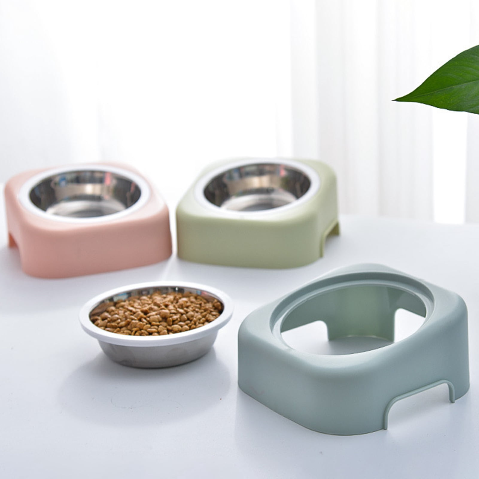 SPRING PARK Cat Dog Pet Bowl Stainless Steel Inclined Non Slip Splash