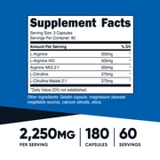 Nutricost Nitric Oxide Booster Capsules 750mg, 180 Capsules, Supplement