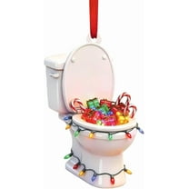 Cheapark Humorous Santa Hat Toilet-Shaped Acrylic Christmas Ornament - Funny Hanging Keepsake For Bathroom & Tree Indoor Holiday Decor
