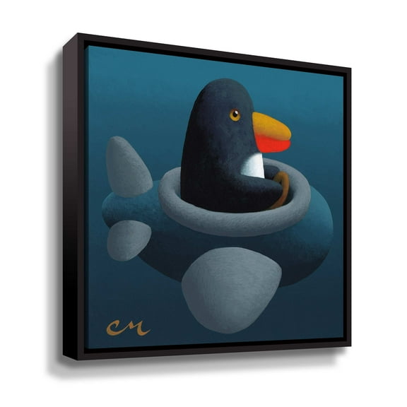 Artwall Penguin, Gallery Wrapped Floater-framed Canvas by Chris Miles