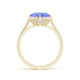 thumbnail image 2 of ANGARA Natural Claw-Set Cushion 2.15 ct Tanzanite Cocktail Halo Ring in 14K Yellow Gold for Women (Size-8mm) | December Birthstone, Anniversary, Jewelry Gift for Women | Natural Tanzanite Ring, 2 of 8