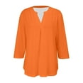 thumbnail image 4 of Orange Womens Blouses Womens Tops Casual 3/4 Sleeve Blouses V Neck Business Work Shirts Ladies Tops and Blouses, 4 of 6
