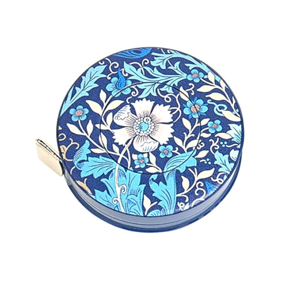 Blue Floral Woodblock Retractable Tape Measure