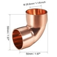 thumbnail image 2 of Codo de cobre de 28.58mm ID a 90 grados, conector de ajuste de cobre de giro corto para plomería, paquete de 2, 2 of 3