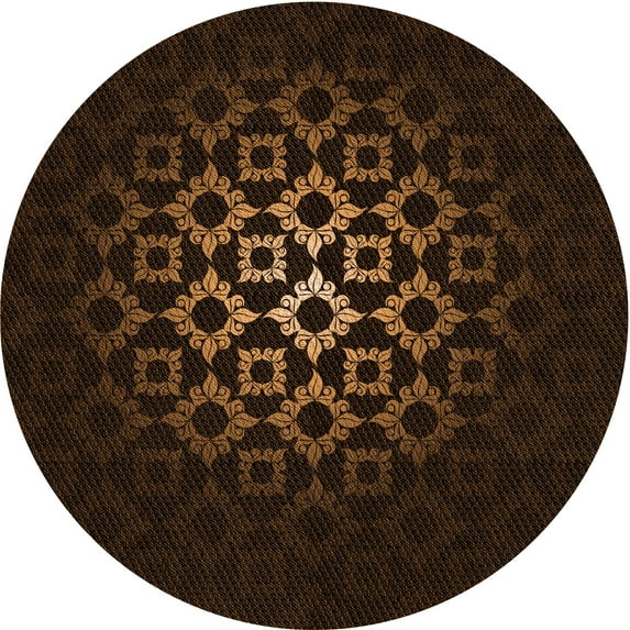 Ahgly Company Indoor Round Patterned Night Black Area Rugs, 5' Round