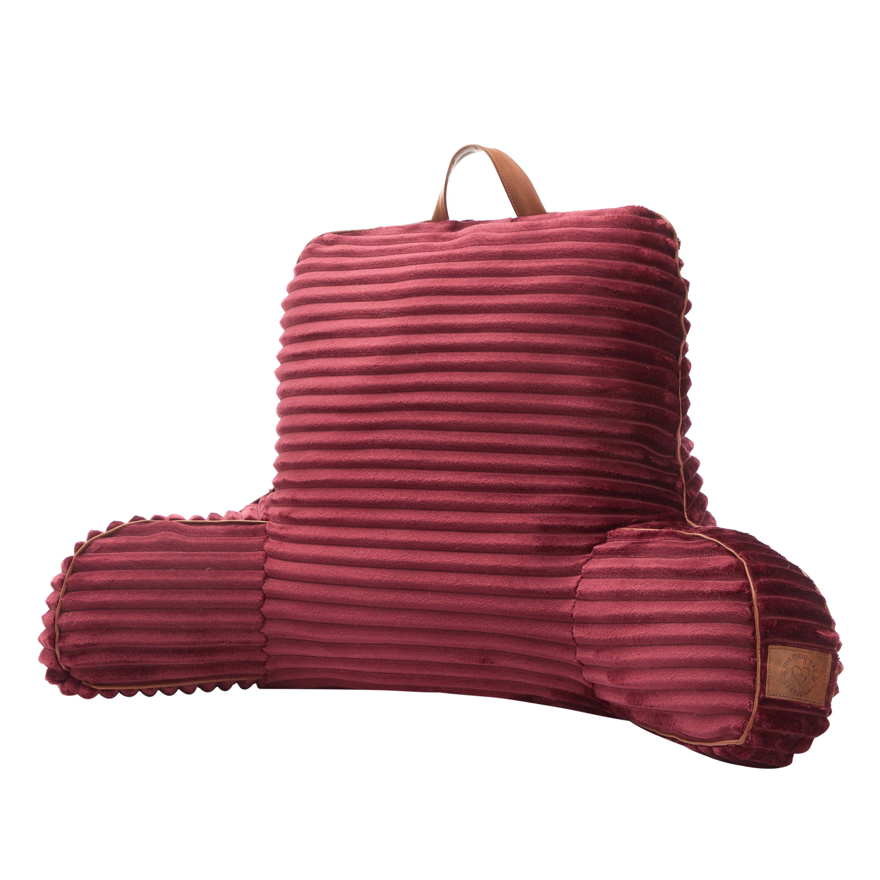 Dearfoams Backrest with Leather Piping, Red, Ribbed