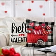 thumbnail image 4 of Valentine''s Day Hugs Kisses Decorative Throw Pillow Covers 16 x 16 Set of 4, Holiday Red Heart Arrow Buffalo Plaid Farmhouse Cushion Case Decor, Polka Dots Heart Truck Decoration for Sofa Couch, 4 of 5