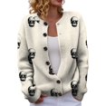 thumbnail image 2 of Halloween Cardigan for Women Button Down Cute Print Knit Outerwear Sweater, 2 of 5