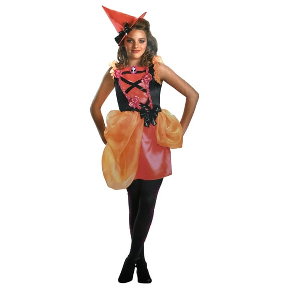 Disguise Womens Orange & Black Runway Witch Costume Mini Dress & Hat M (9-11)