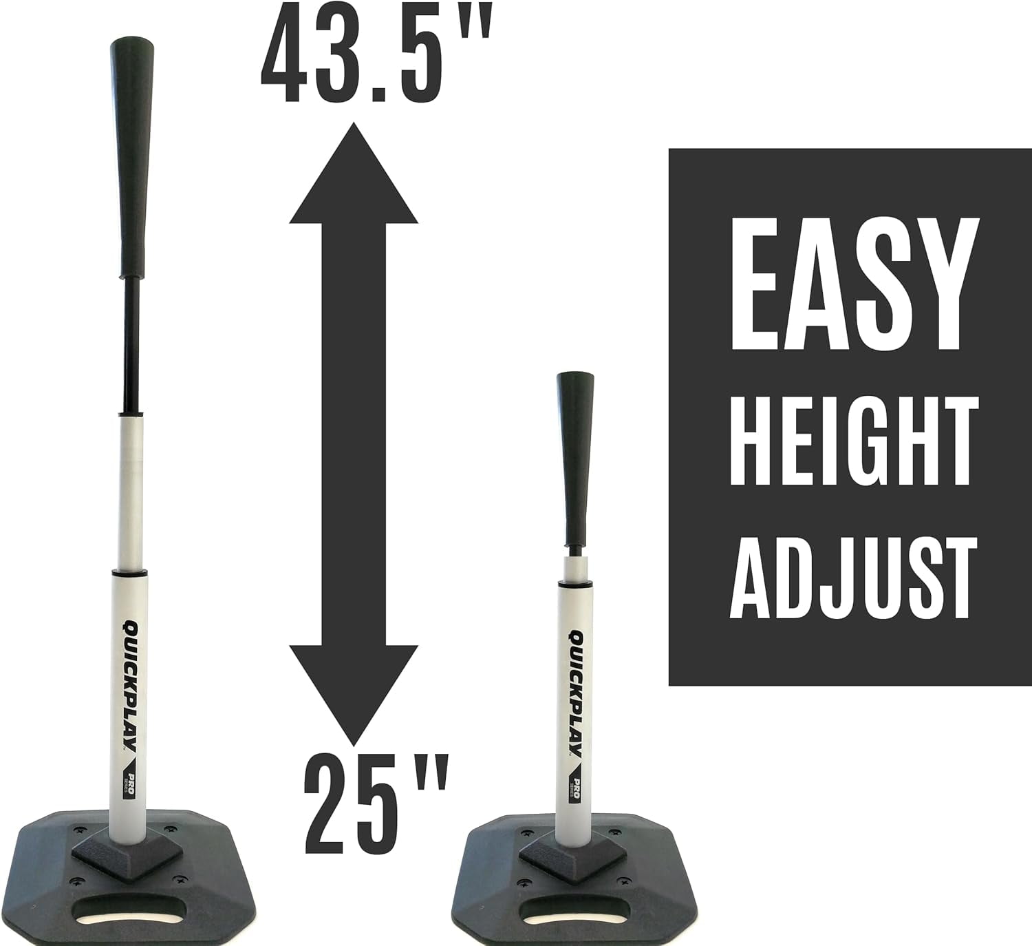 QUICKPLAY PRO Baseball Tee | Super Stable 8lb Weighted Base & Replaceable Top | Pro-Grade Baseball Softball Portable Batting Tee
