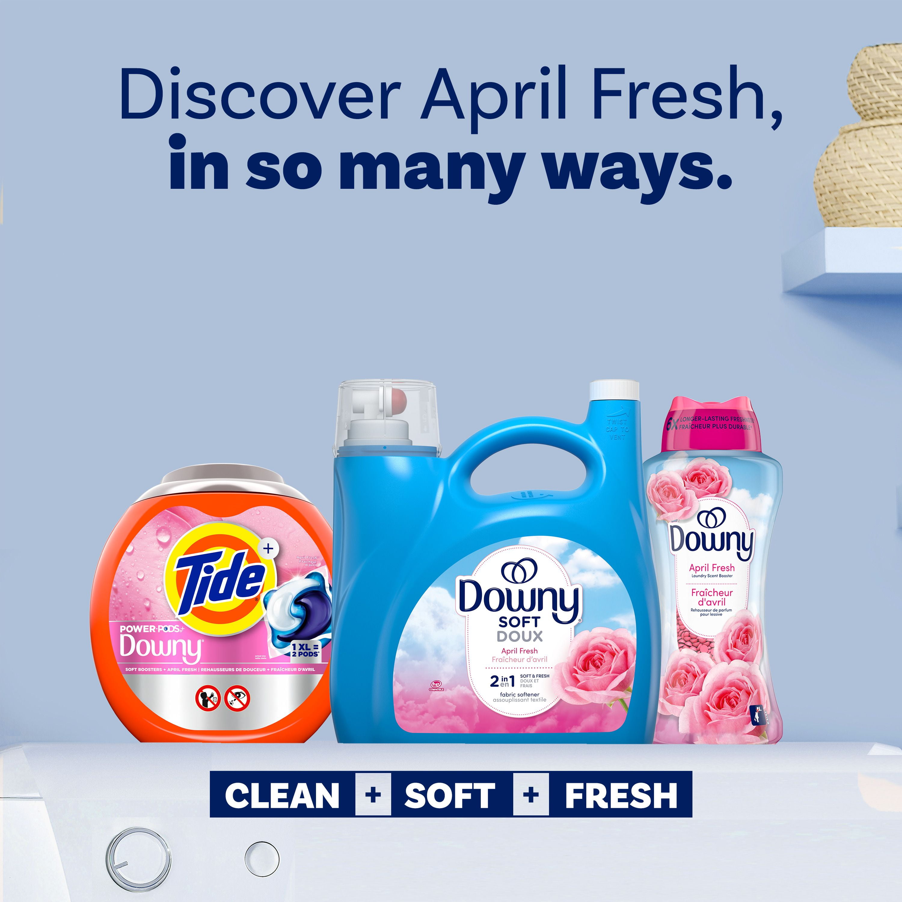Downy Soft, 2 in 1 Soft and Fresh Liquid Fabric Softener, April Fresh, Fabric Conditioner Liquid provides softness and freshness for fabrics, 4.16L