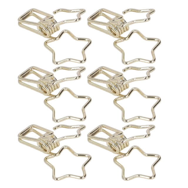 Wire Binder Clips, Hollow Out Sturdy Metal Star Binder Clips Simple Style For Papers Gold,Silver