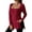 Wine Red, variant on Women Long Sleeve Shirts Trendy Casual Square Neck Tops Light-Weight Sweaters Black XXL