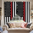 thumbnail image 4 of Swag Curtains Valances for Windows, Patriotic Thin Red Line Flag Short Kitchen Window Curtains Over Sink, Firefighter Cafe Curtains Panel Set Of 2,Rod Pocket, 63 Inches Length, 4 of 8