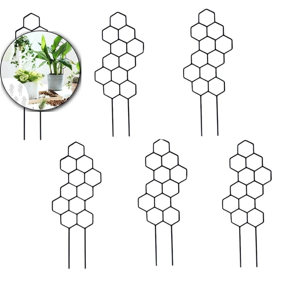 Dvruxg 6 Pcs Small Trellis for Potted Plants, Metal Plant Trellis for Climbing Plants Indoor Pot Honeycomb Shape Lattice for Vines Houseplants Flower