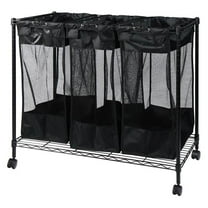 Oceanstar Triple Storage Metal Organizer and Laundry Sorter, 36.50 in L X 18 in W x 33 in H, Black Color