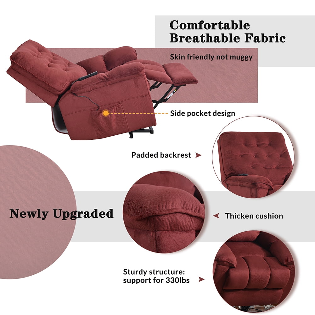 Lowestbest Power Lift Chair, Soft Fabric Upholstery Electric Recliner, Living Room Sofa Chair with Remote Control, Red Lowestbest Power Lift Chair, Soft Fabric Upholstery Electric Recliner, Living Room Sofa Chair with Remote Control, Red