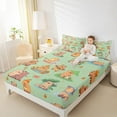 thumbnail image 4 of Feelyou Cartoon Capibara Teens Twin Sheet Sets, Lotus Flower Floral Twin Fitted Sheet, Kawaii Orange Watermelon Flat Sheet, Ultra Soft Home Decor, 3-Piece, 4 of 7