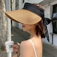 thumbnail image 2 of SikaFu Women Summer Sun Hat Ladies Wide Brim Visor Cap Adjustable Black Bow Sun Visor Hat Female Packable Beach Cap Straw Hat, 2 of 6