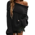 thumbnail image 3 of Women's Off the Shoulder Sweater Oversized Batwing Sleeve Loose Pullover Sweaters Tops, 3 of 10