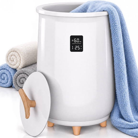 TASKBAY Towel Warmer Buckets with LED Temperature Display and 4 Timer, 20L Hot Towel Warmers for Bathroom, White