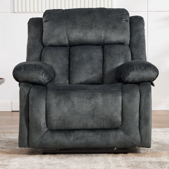 Ebello 38.58''Manual Recliner Chair, Soft Fabric Heavy Duty Reclining Chair with Overstuffed Backrest, Single Recliner Sofa for Living Room Apartment, Gray