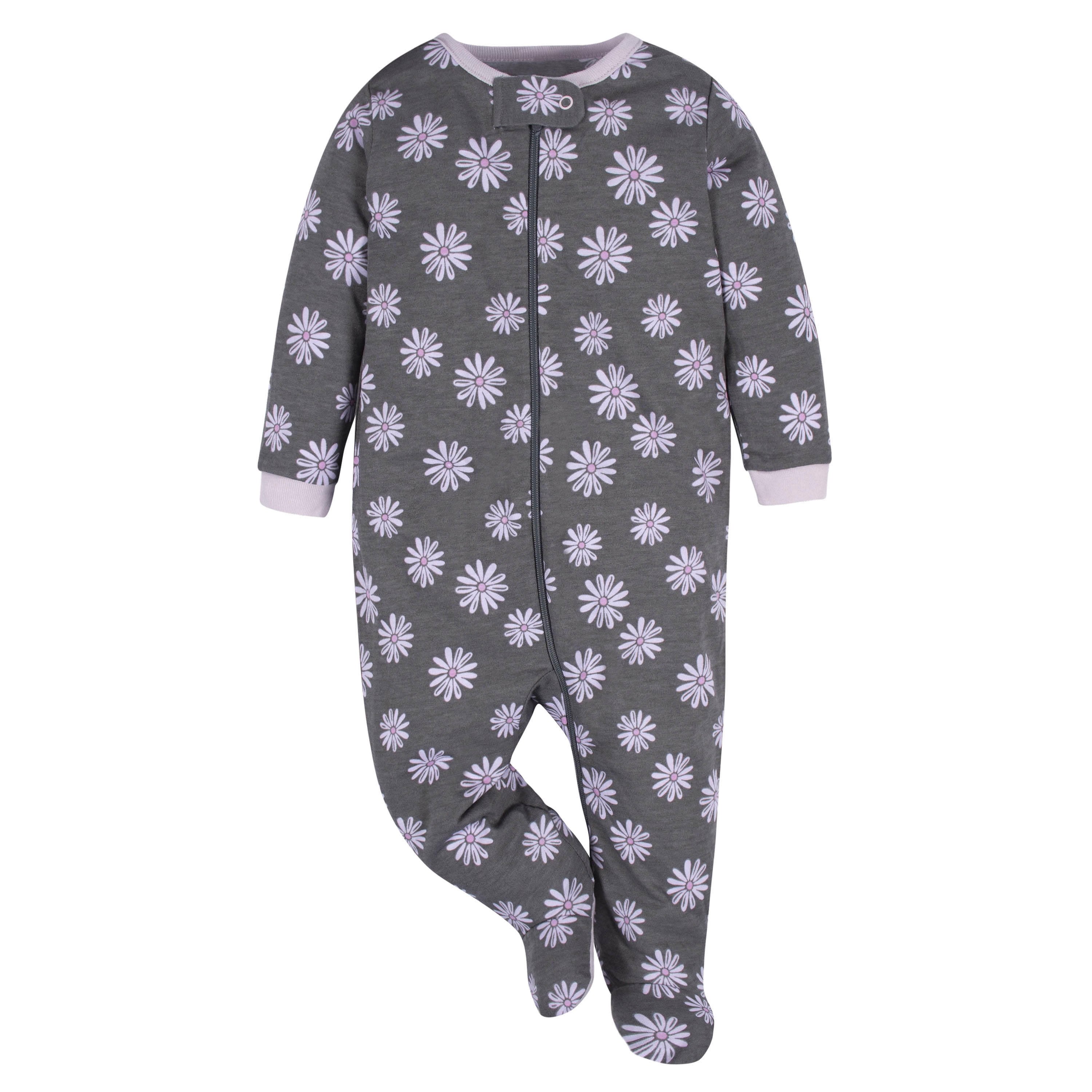 Gerber Baby Girl Sleep 'n Play Footed Pajamas, 4-Pack