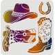 thumbnail image 1 of Plantilla de botas y sombrero de vaquero, 30 x 30 cm, reutilizable. Plantillas de vaquero del oeste para pintar sobre madera, azulejos, papel, tela, suelo y pared., 1 of 7