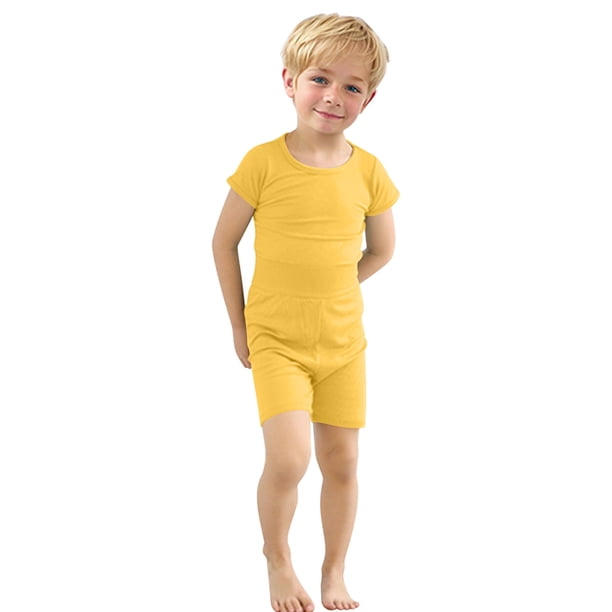 Odeerbi 6M-7Y Conjunto de Pijama de Verano Para Niños Y Niñas de Punto Elástico Con Camiseta de Manga Corta Y Pantalón Corto de Cintura Alta Conjunto de Pijama de Dos Piezas