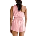 thumbnail image 4 of Women Casual 2 Pieces Set One Shoulder Tank Tops & High Waist Elastic Shorts, 4 of 5