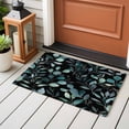 thumbnail image 4 of 2x3 Ft Entryway Area Rug, Teal Black Botanical Kitchen Rug Runner Washable Floor Mat, Spring Eucalyptus Leaves Greenery Non Slip Indoor Door Mat Throw Carpet for Bathroom Living Room Bedroom, 4 of 8