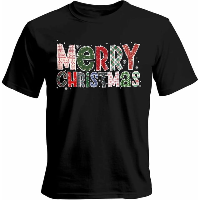 Camisetas informales de manga corta con texto de Feliz Navidad para hombre, camisetas gráficas