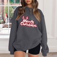 thumbnail image 3 of Gibobby Sudadera navideña mujer Sudadera con capucha estampada navideña holgada para mujer con mangas hasta los hombros(Gris,G), 3 of 4