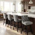 thumbnail image 3 of TEWLOSS 30" Swivel Bar Stools Set of 4, Gray Velvet Bar Height Chairs with Back for Home Pub, 3 of 9