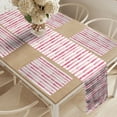 thumbnail image 2 of Ambesonne Watercolor Table Runner & Placemats, Pinkish Colored Stripes, Placemat 4 pcs + Runner 12"x72", Pink White and Rose, 2 of 2
