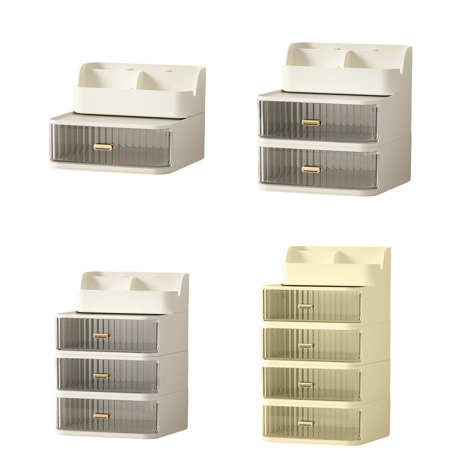 Multipurpose Desktop Organiser Trays with Clear Drawer Stackable Plastic Storage Box Container For Cosmetics Pens Marker