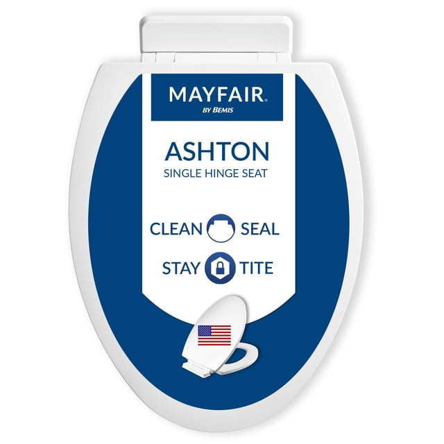 Asiento de Inodoro Mayfair Ashton de Madera con Cierre Lento, alargado, Blanco