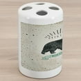 thumbnail image 1 of Bear Ceramic Toothbrush Holder, Vintage Wildlife Theme Random Dots Predator Paws Animal Themed Design, Decorative Versatile Countertop for Bathroom, 4.5" X 2.7", Mint Green Black Tan, 1 of 4