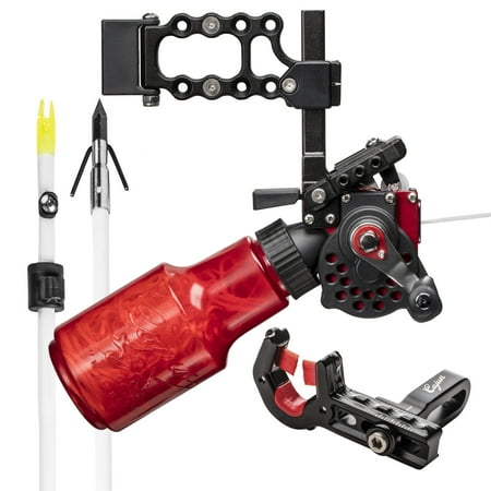 Cajun Bowfishing Winch Pro Bowfishing Reel Kit Includes Reel Line Arrow Piranha Points Slides Stops and Brush Fire Arrow Rest