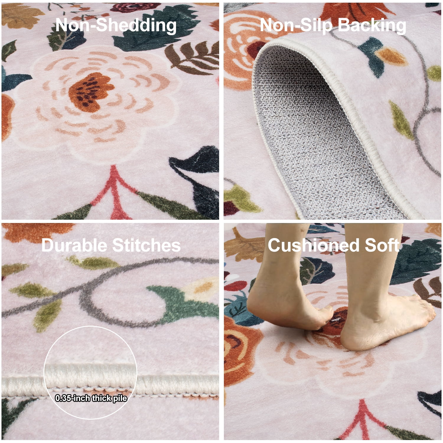 Sanmadrola Area Rugs for Living Room Rug 5x7 Machine Washable Non Slip Floral Vintage Low Pile Large Rugs for Living Room, Bedroom, Farmhouse, Dining Room,Kitchen Entryway Bathroom Office
