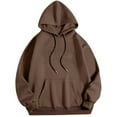 thumbnail image 1 of MIASHUI Men's Basic Pullover Hoodie with Front Pocket and Adjustable Drawstring, Comfortable Casual Wear for Everyday Use Brown,M, 1 of 4