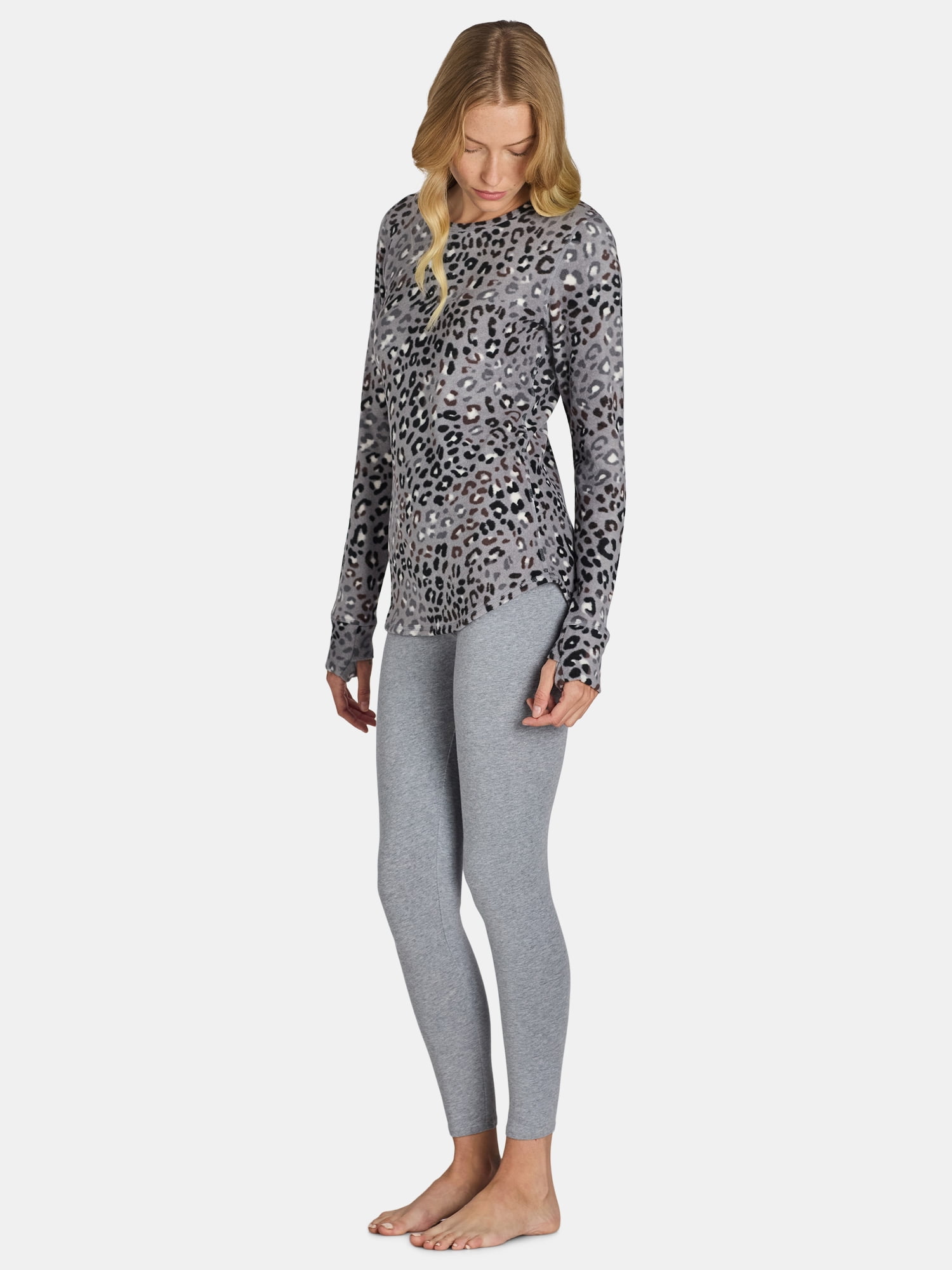 ClimateRight by Cuddl Duds Women's Warm Stretch Fleece Long Sleeve Crew Neck Thermal Base Layer Top, Sizes XS to 4X