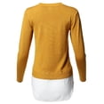 thumbnail image 3 of FashionOutfit Women's Classic Soft Stretch Shirt Tail Contrast Viscose Sweater Top, 3 of 5