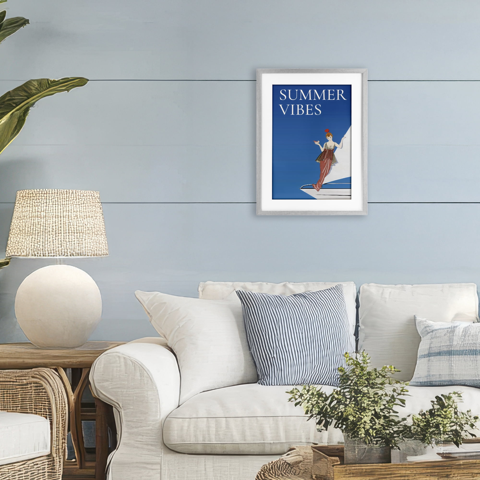 Stupell Industries Summer Vibes Vintage Yacht Gray Framed Print Under Glass, design by Creative Studio