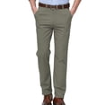 thumbnail image 2 of Men's Dress Pants Flat-Front Business Casual Trouser with Expandable Waistband Casual Suit Slacks Plain Comfort Work Office Business Lounge Trouser Long Green S, 2 of 4