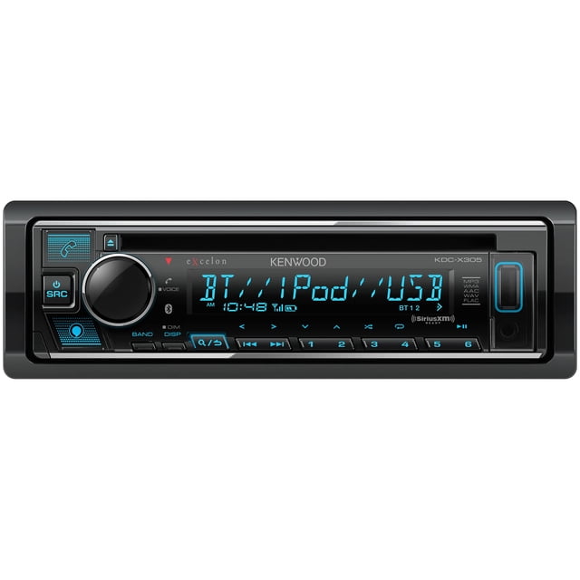 Kenwood KDC-X305 eXcelon CD Receptor estéreo para automóvil con llamadas manos libres Bluetooth, radio AM/FM, USB, Amazon Alexa integrado, iluminación de color variable