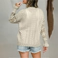 thumbnail image 6 of Women Cute Lace Crochet Sweater Fall Lightweight Crewneck Knit Pullover Sweaters Casual Long Sleeve Jumper Tops, 6 of 6